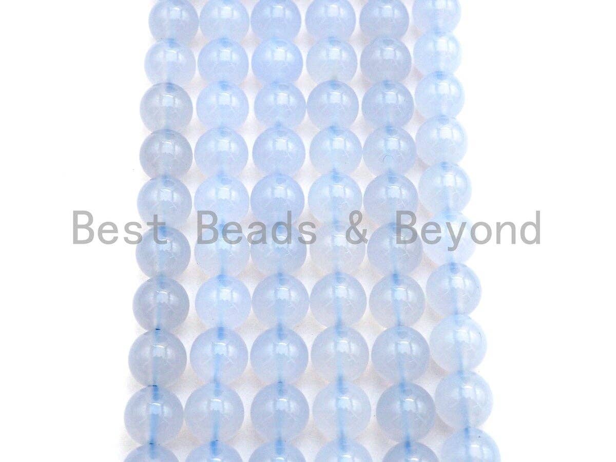 High Quality Blue Chalcedony Round Smooth 8mm/10mm, Blue Chalcedony Beads, Sku#U574