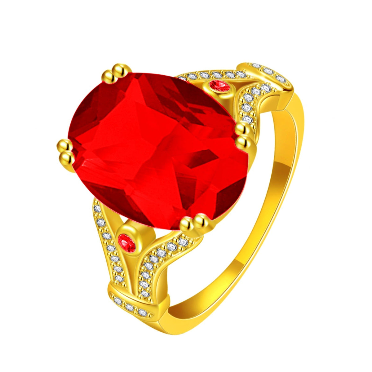 Goose Egg Diamond Creative Large Loose Stone 18k Gold-Plated Ring