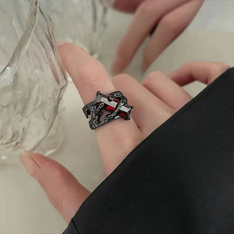 Dark Minimalist Trendy Ring For Men & Women, INS Niche Design, Adjustable High-End Index Finger Ring