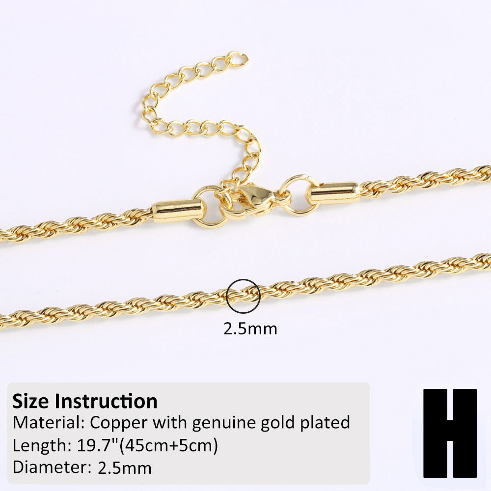 Copper-plated 18k Gold DIY Hip-hop All-match Chain Necklace