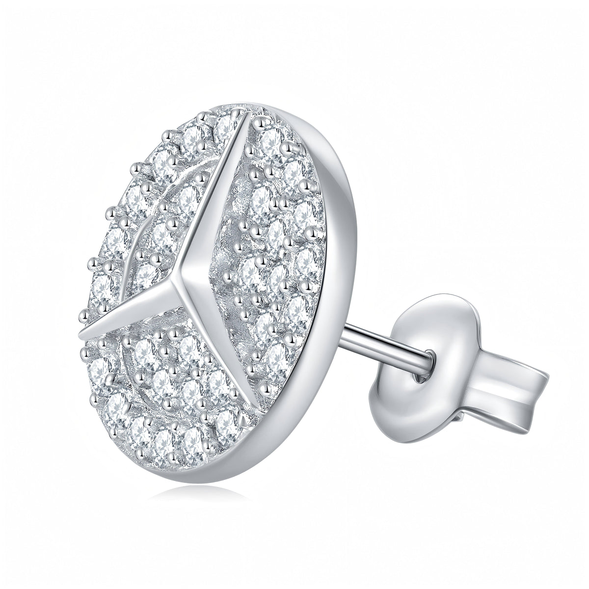 S925 Sterling Silver Moissanite Stud Earrings  Round Pave Three Pointed Star Geometric Design With GRA Certificate Platinum Plated Gift Box Set For Women Or Men
