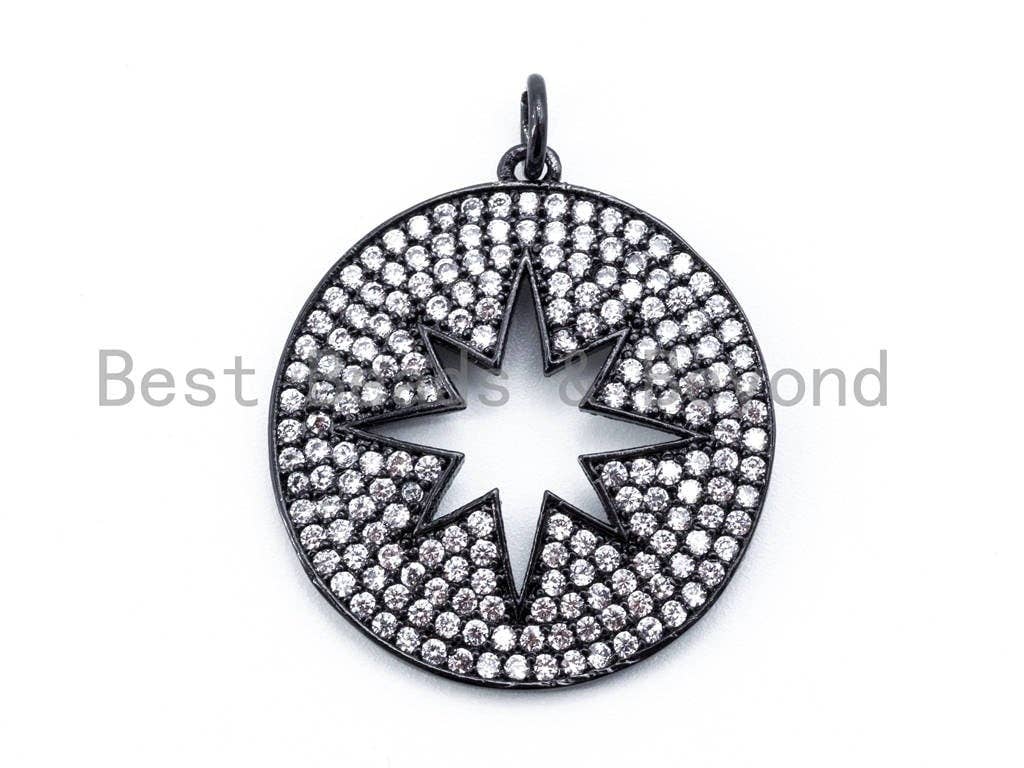 CZ Micro Pave Hollow Star Pendant/Charm, Cubic Zirconia Pendant Charm,24x31mm,1pc/2pcs, sku#F124
