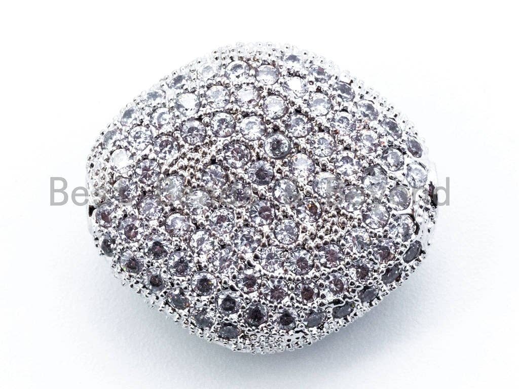 18x16x7mm CZ Fully Micro Pave Flat Oval Diamond Shape Spacer Beads, Cubic Zirconia Marquise Shape Space Beads, Rose Gold Pave Beads, sku#N29