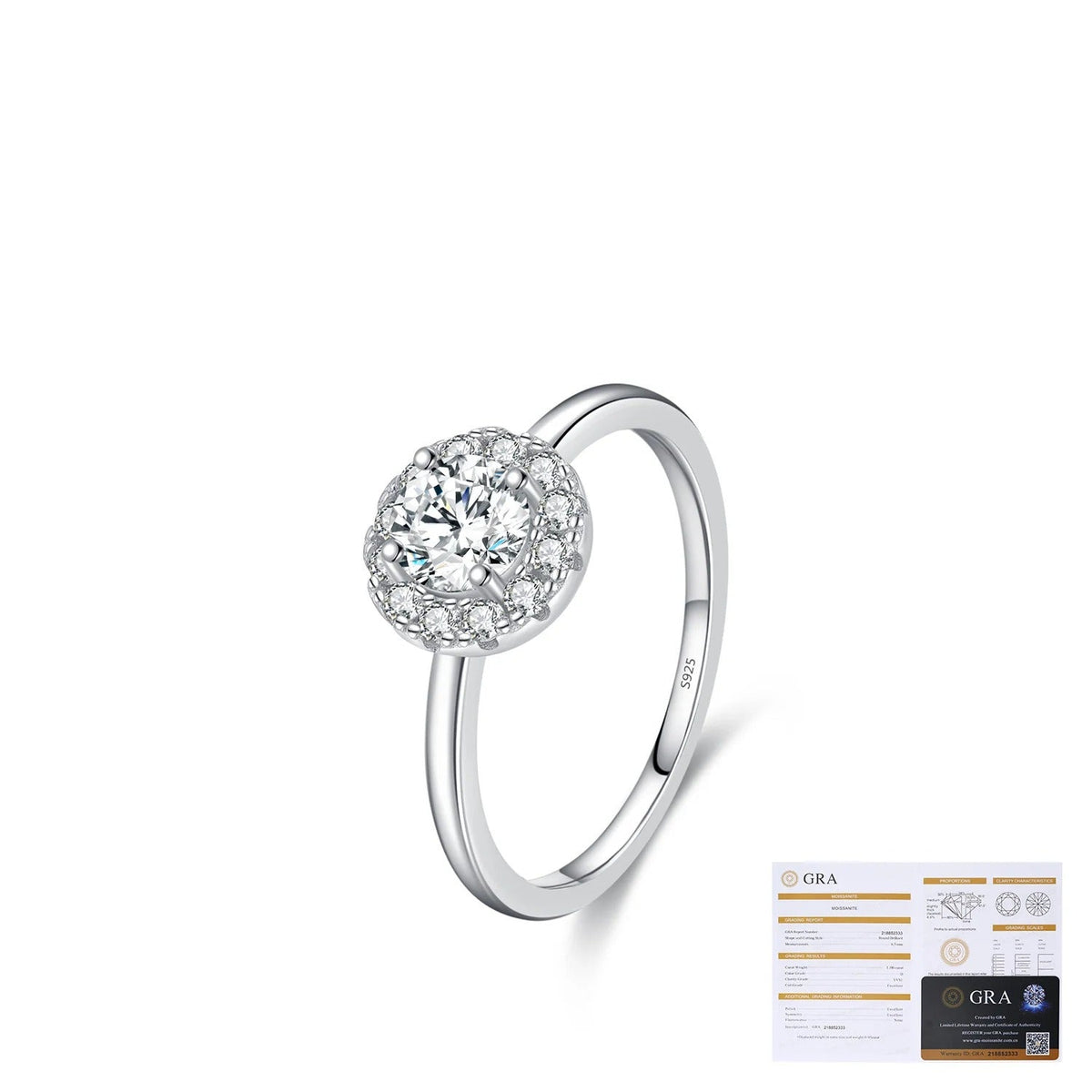 Round D-Color VVS1 Moissanite Solitaire Engagement Ring in Sterling Silver – Minimalist Geometric Design