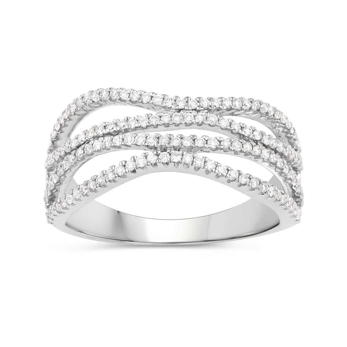 0.46 Carat Genuine White Diamond 14K White Gold Ring (F-G Color, SI Clarity)