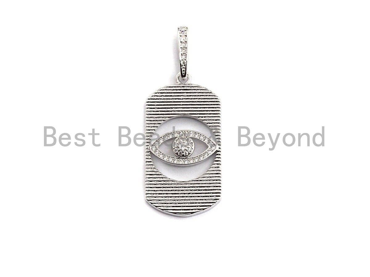 CZ Micro Pave Hollow out Evil Eye Oval Shaped Pendant/Charm, Cubic Zirconia Pendant Charm,17x33mm,sku#F911