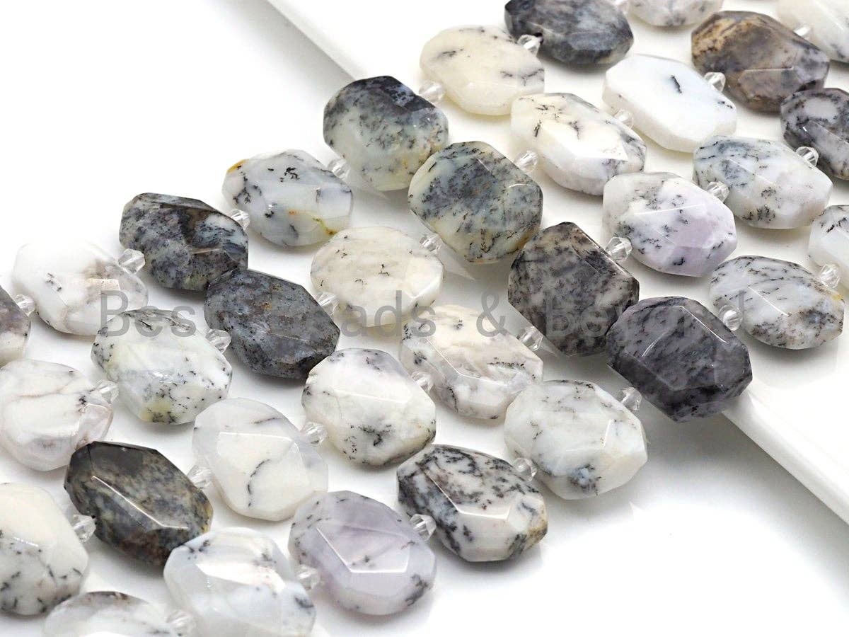 Natural Dentric Opal Rectangle Faceted Beads, Natural Opal beads, 16x22mm, sku#U652
