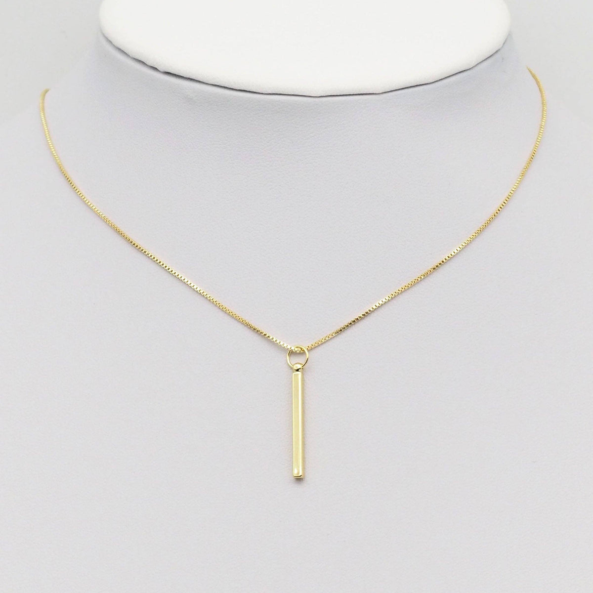 Plain Gold Long Bar Pendant, Sku#A137