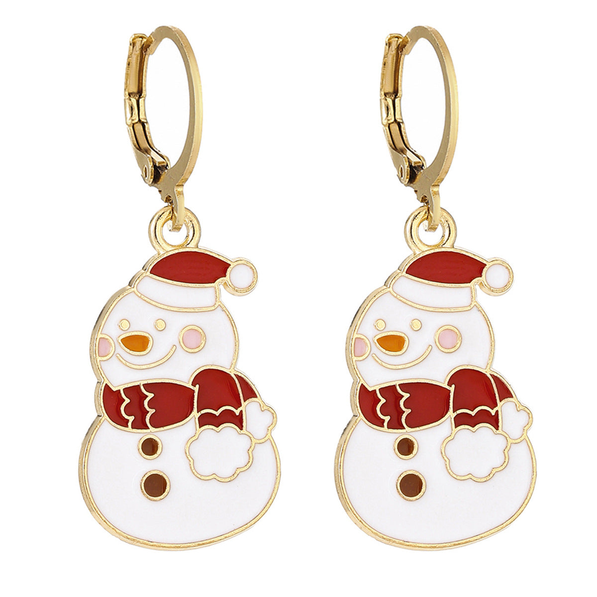 Cross-Border Personalized Christmas Alloy Earrings Christmas Hat Colorful Star Dot Diamond Christmas Tree Elk Gingerbread Man Earrings