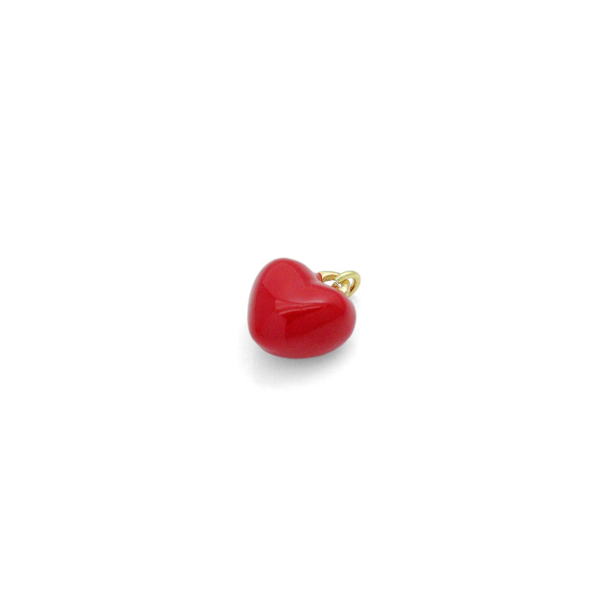 Red Enamel Puffy Heart Charm Pendant,Sku#LD711