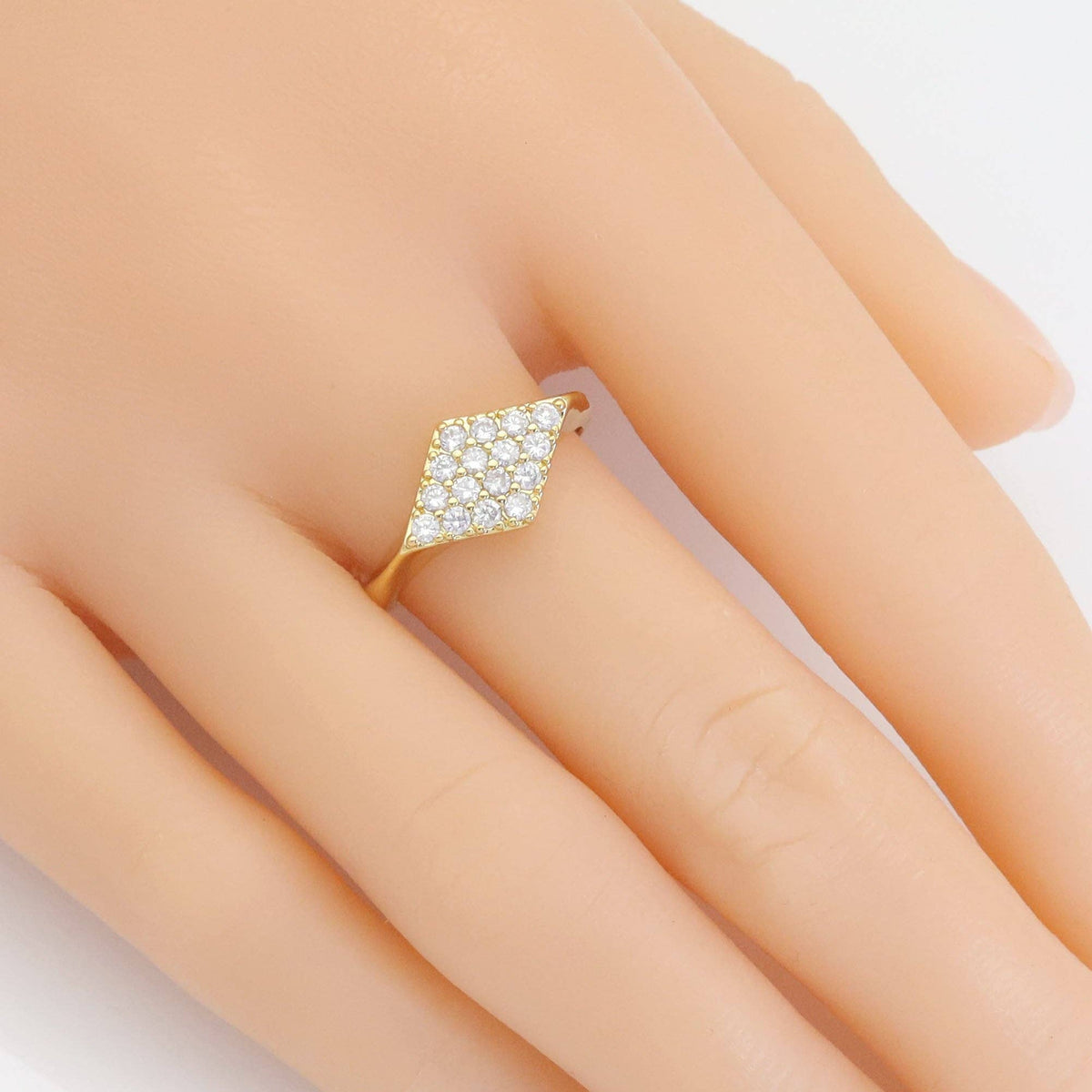 Clear CZ Rhombus diamond shape Adjustable Ring, Sku#A157