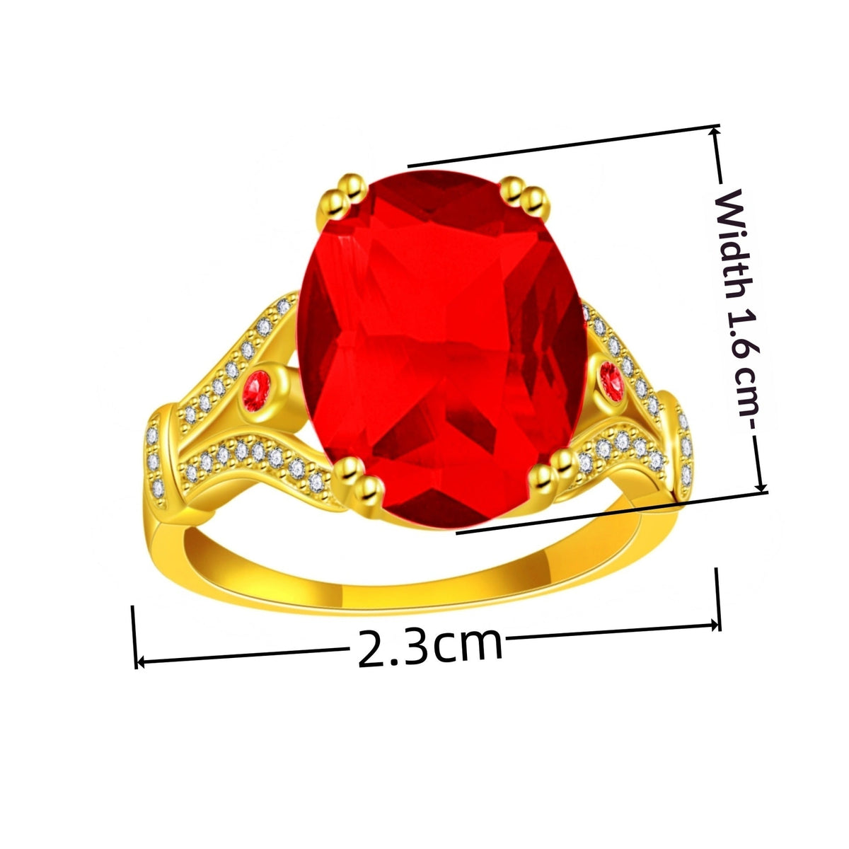 Goose Egg Diamond Creative Large Loose Stone 18k Gold-Plated Ring