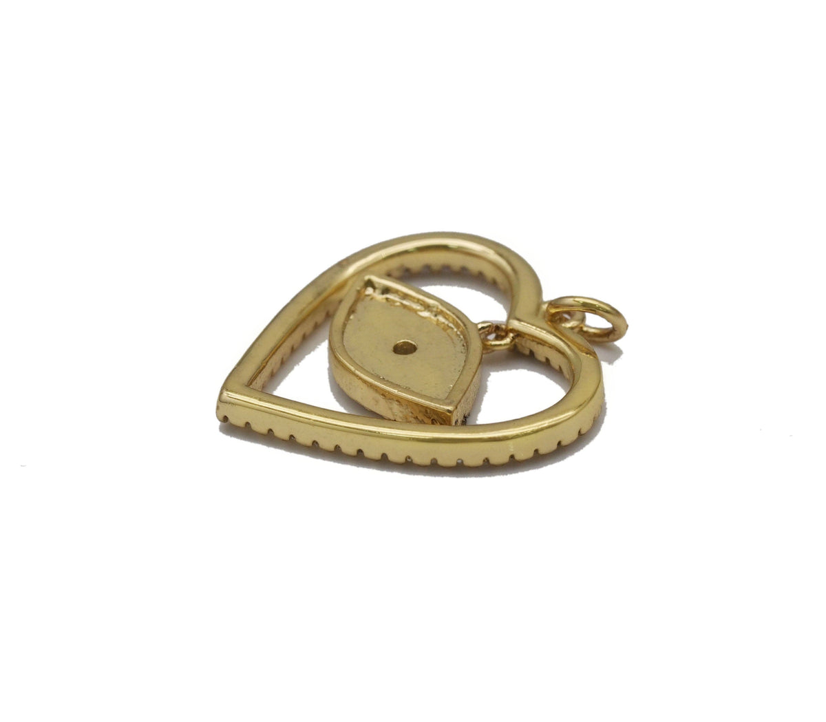 CZ Enamel Dangle Evil Eye Heart Charm, Sku#F1510
