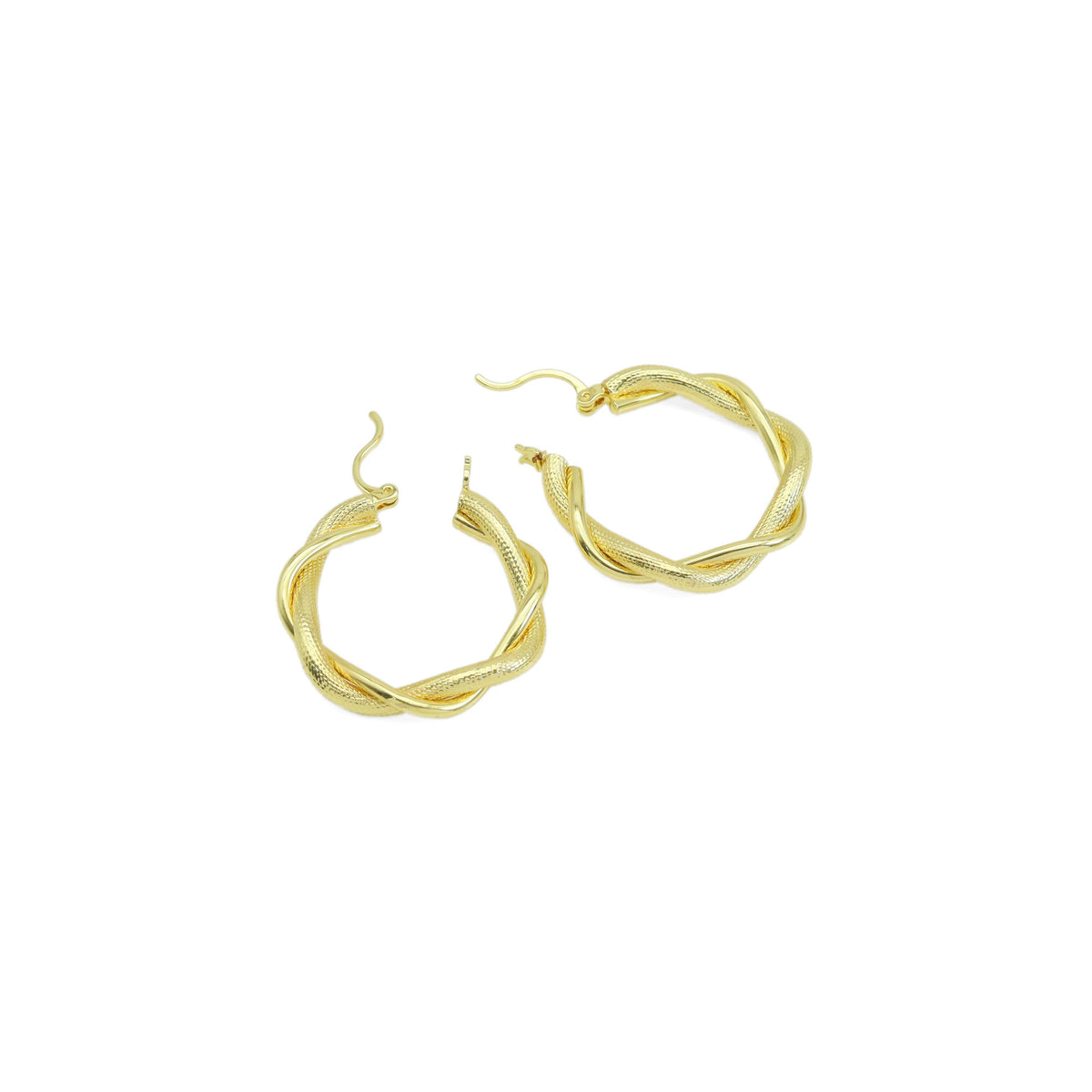 Gold Twisted Hoop Earrings, Sku#JL194