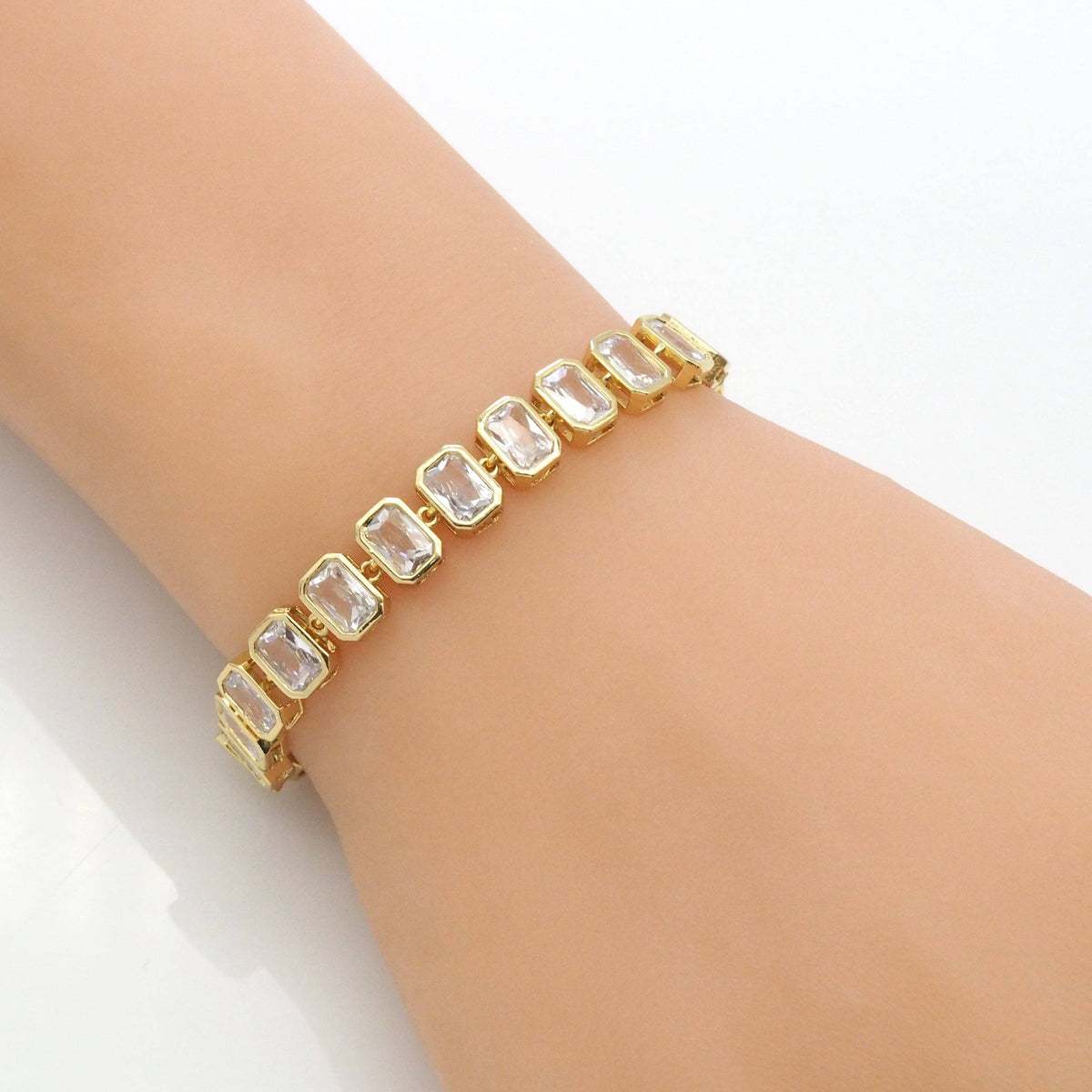 Rectangle CZ Link Chain Bracelet/Necklace, sku#A111