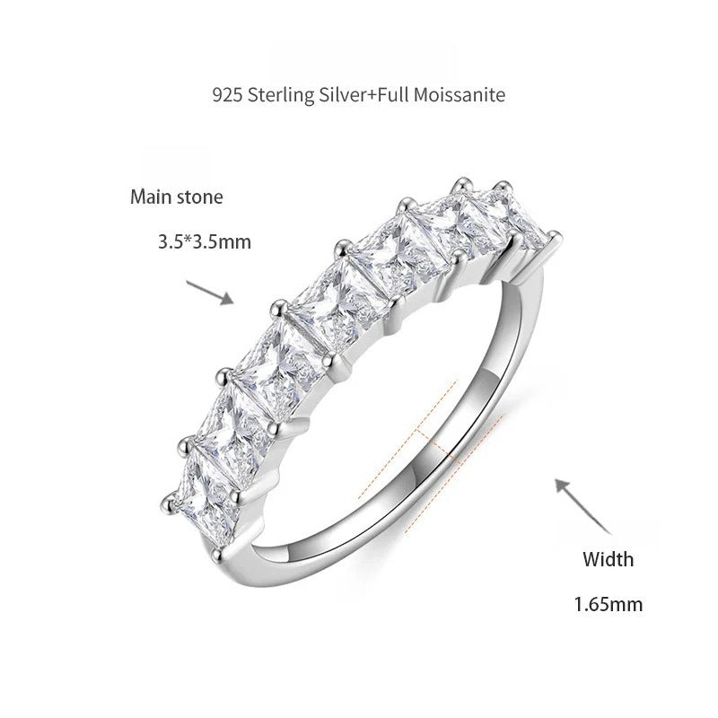 Princess-Cut D-Color VVS1 Moissanite Engagement Ring in Sterling Silver – Elegant Everyday Stackable Band for Women