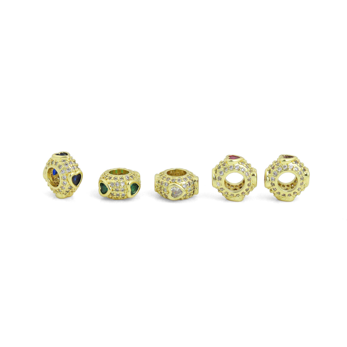 Heart On Round Spacer Bead Charm Pendant, Sku#LD692