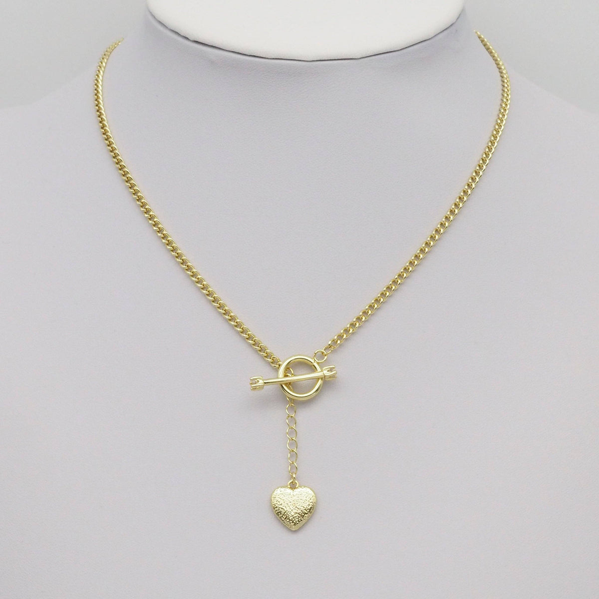 Gold Heart Toggle Clasp Set with Diamond end bar, Sku#LD510
