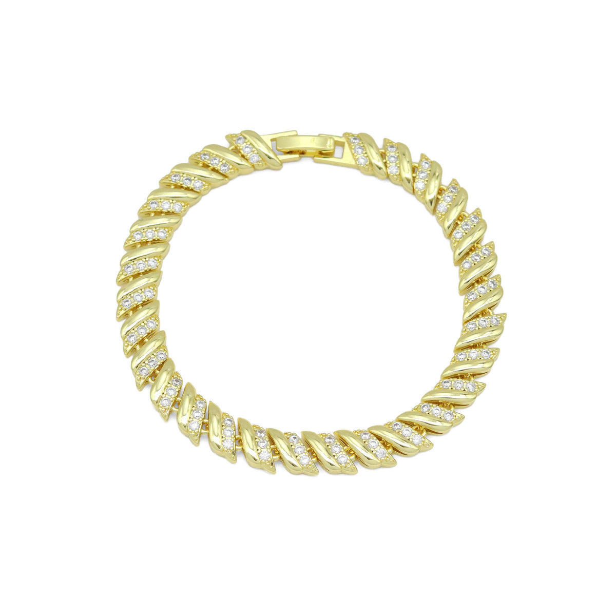 Clear CZ Spiral Line Adjustable Bracelet, Sku#LD668