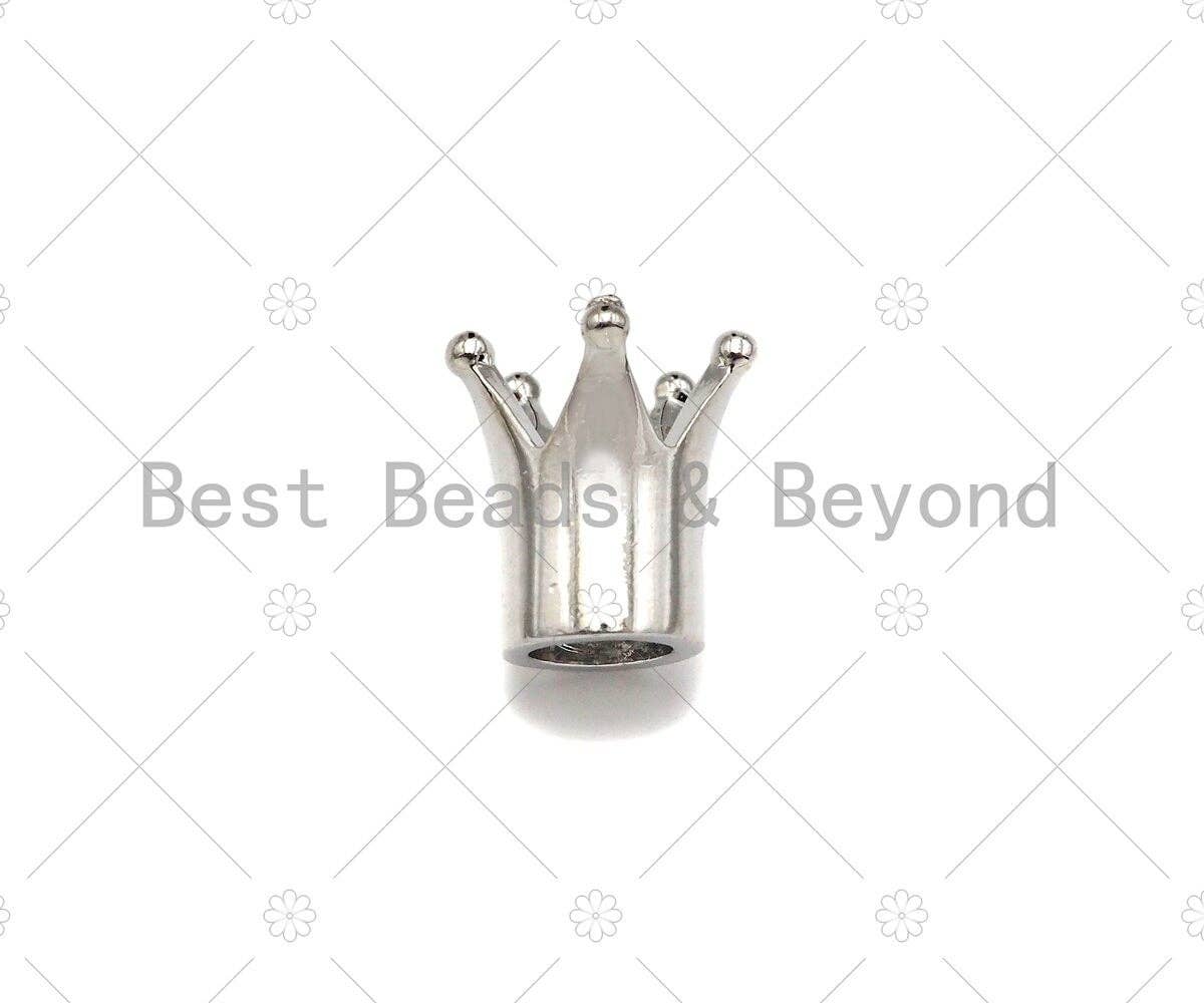 King Crown Spacer Beads, High Polished Silver Crown Spacer Beads, Men's Women's Jewelry Making, 12x11x7mm, Sku#JL46