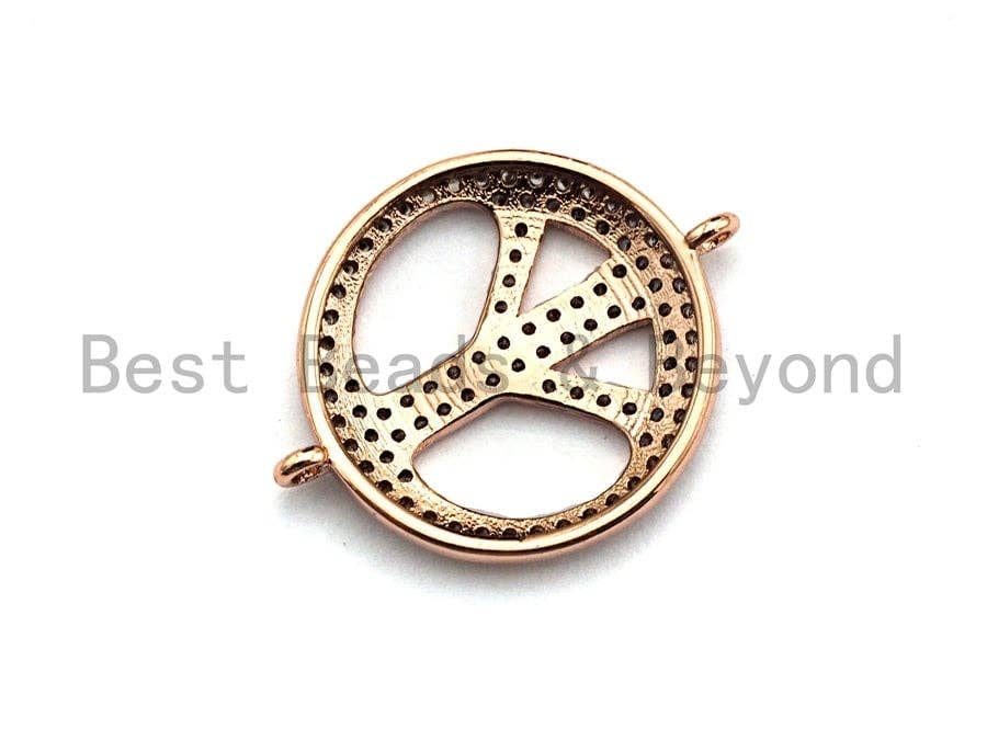 Clear Cz Micro Pave 18x23mm Peace Sign Round Connector, Cubi