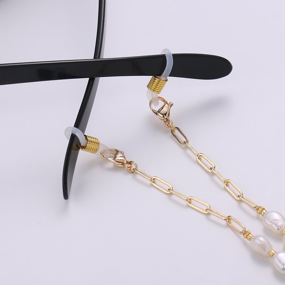 Face Mask Chain Gold Necklace, Face Mask Holder, Chain ONLY, Pearl Face Mask Chain, Paper Clip Face Mask Chain