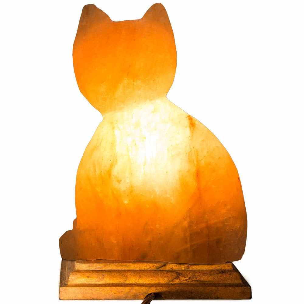 Cat Shaped Salt Lamp - 10" avg. - Cord, Bulb, Dimmer