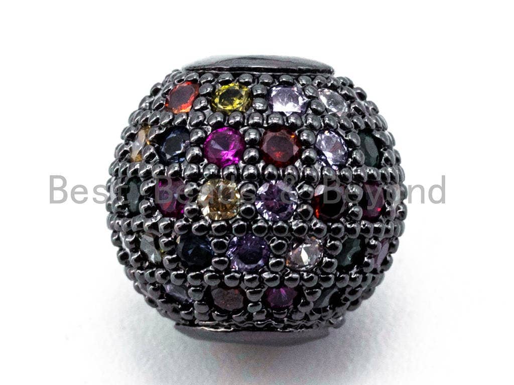 CZ Micro Pave Multi Color Ball Spacer Beads, Rainbow Colored Shamballa Ball Beads,sku#G293