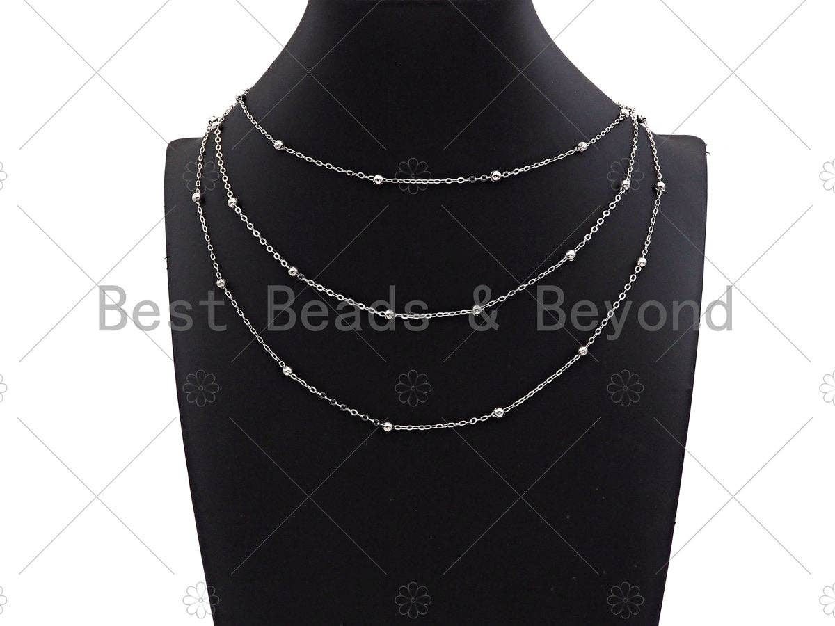 Gold Silver 2x4mm High Quality Satellite Ball Chain, sku#M358