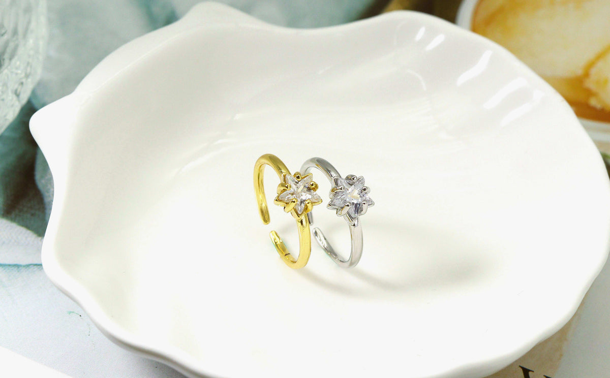 CZ Star Adjustable Ring, Sku#B149
