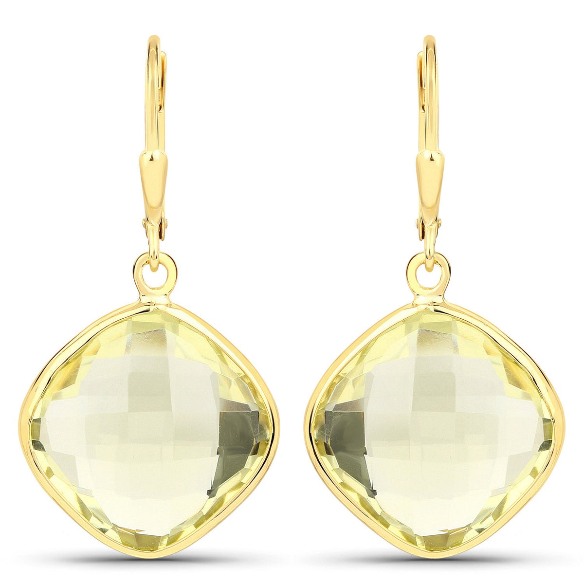 21.40 Carat Genuine Lemon Quartz .925 Sterling Silver Earrings