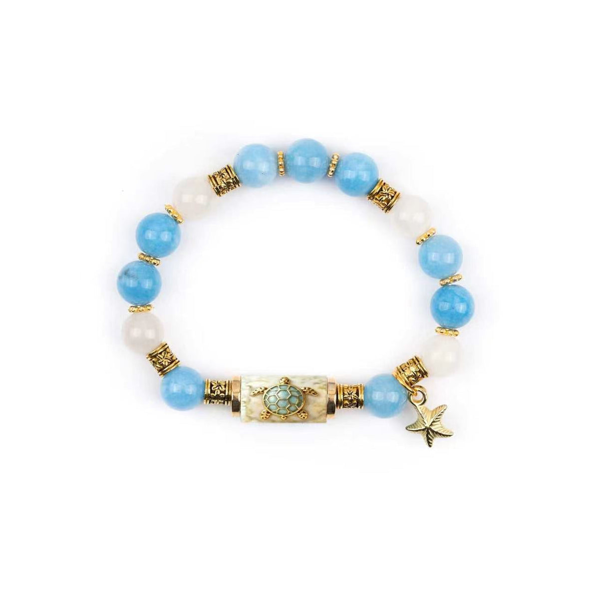 Niche Daily Wear Women Bracelet Alloy Gold White Chalcedony Cross Ornament