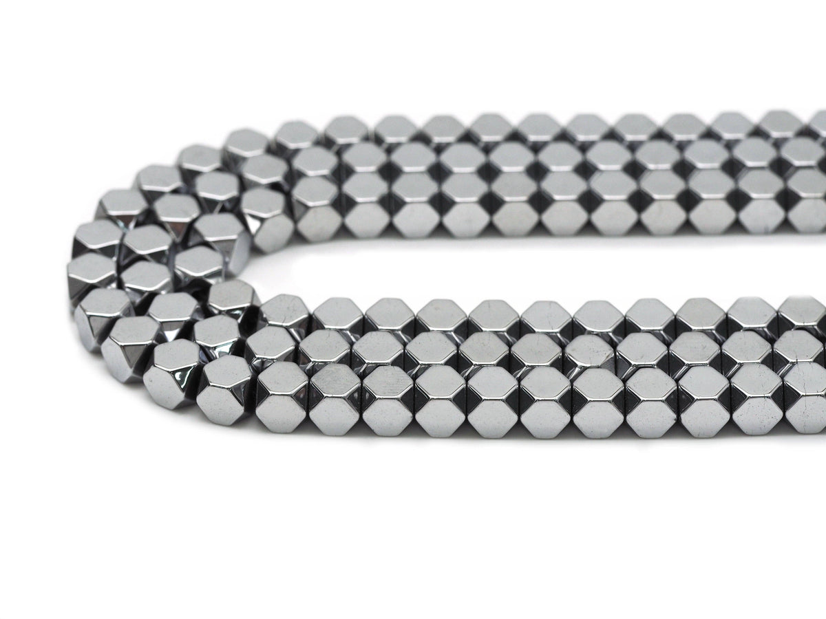 Natural Gunmetal Hematite Cube Smooth Beads, Sku#S143