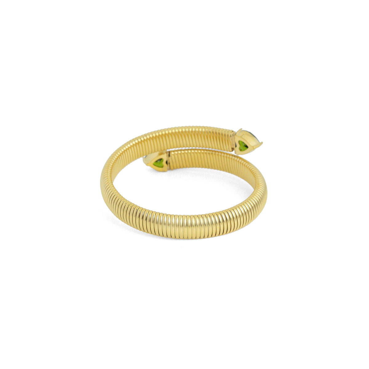 Colorful Heart CZ Tip Gold Snake Bangle Adjustable Bracelet, Sku#O129