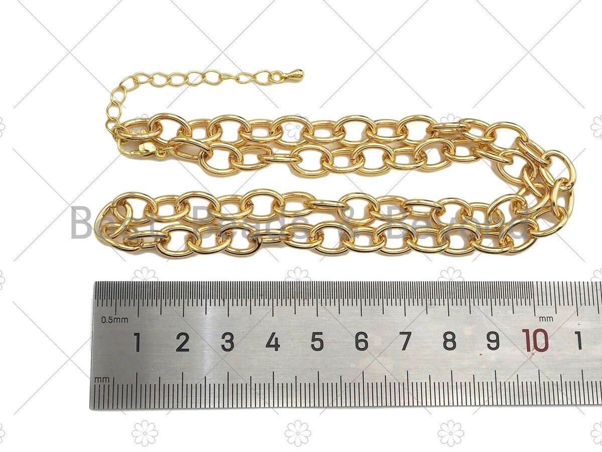 18 Finished Gold Oval Link & Chain Necklace, SKU#LD19