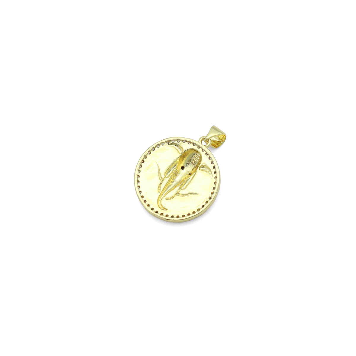 CZ Gold Elephant Head Coin Charm Pendant,Sku#LX860