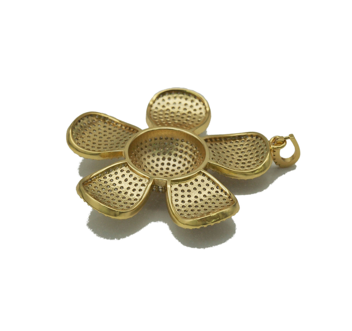 Large Gold Silver Flower Charm, Sku#ML53