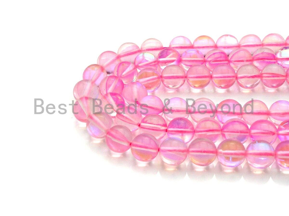 NEW Color!! Pink Spectrolite Quartz, High Quality in Round 6mm/8mm/10mm/12mm, Manmade Crystal beads, 15.5inch strand, SKU#U841