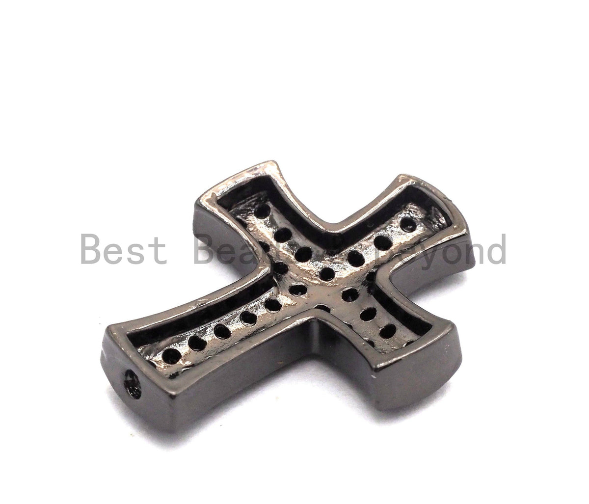 Black CZ Pave On Black Micro Pave Cross Spacer Beads with Black Crystal for Bracelet/Necklace, Spacer Beads,19x23mm, sku#C101
