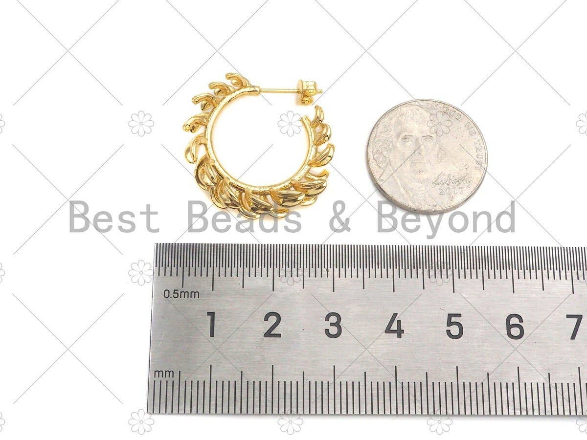 Gold Swirl Spike Hoop Earrings, Sku#J315
