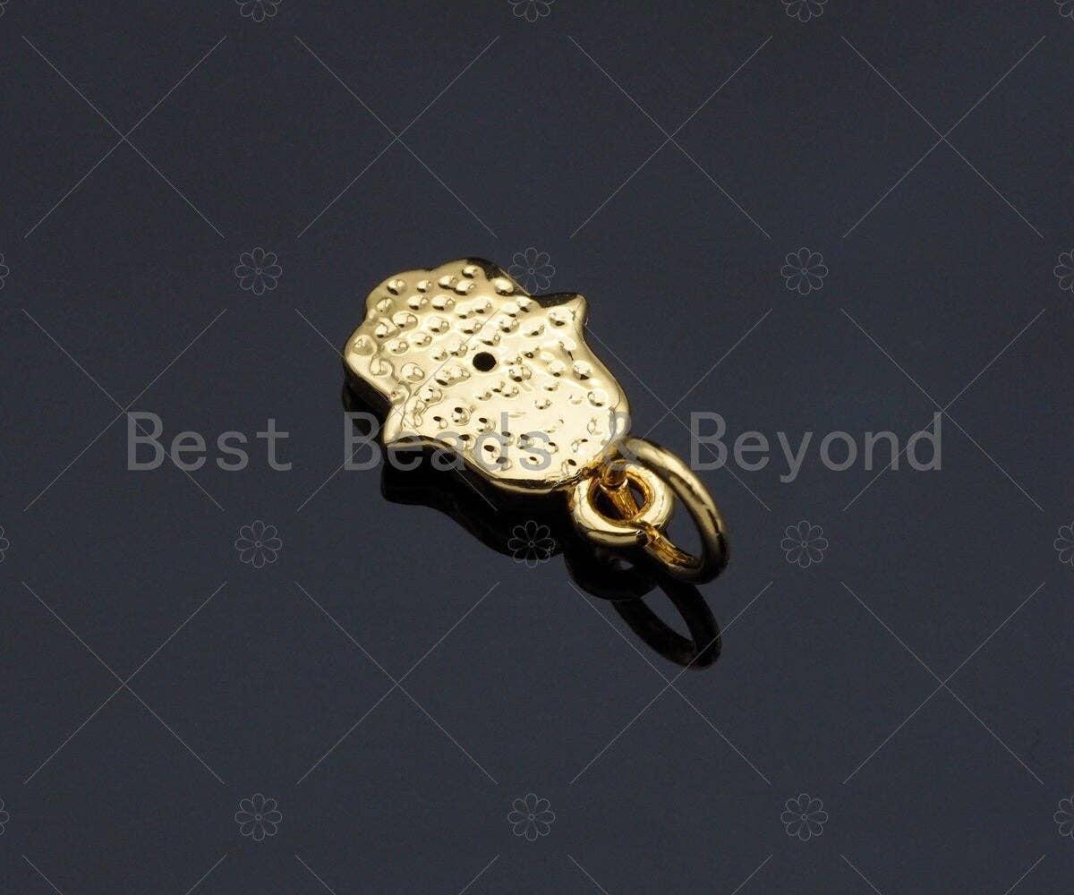 White Enamel Hamsa Hand Shape Pendant,CZ Micro Pave pendant,Enamel pendant,Enamel Jewelry, 8x13mm,sku#LD01