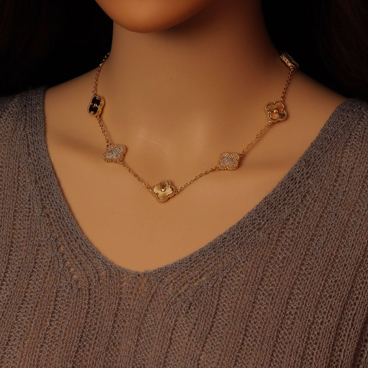 14 colors Flower Necklace, Green Pink Blue black silver gold white flower necklace, Sku#FH227