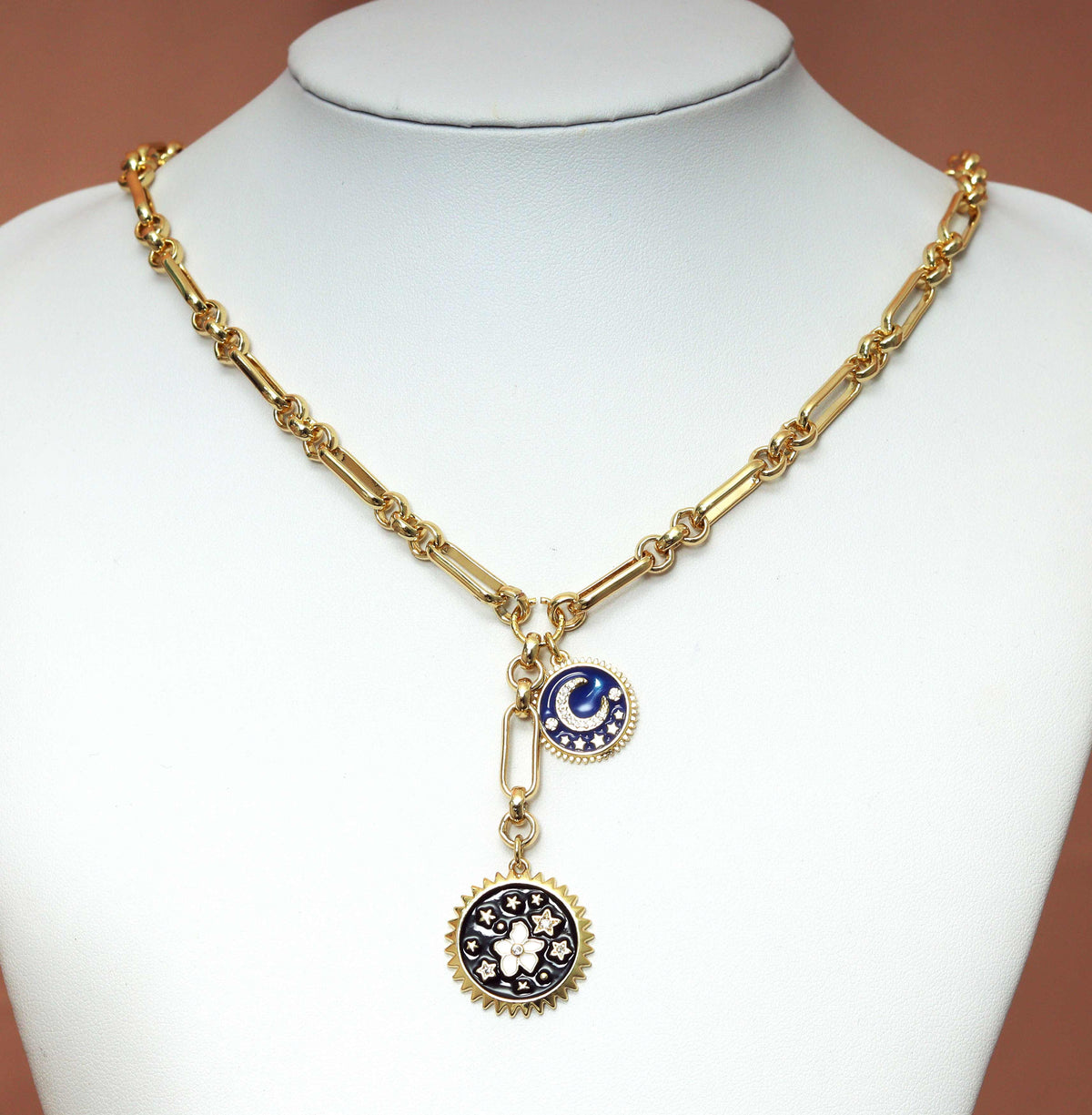 Custom Mixed paperclip Coin Drop Necklace, sku#CL14-3