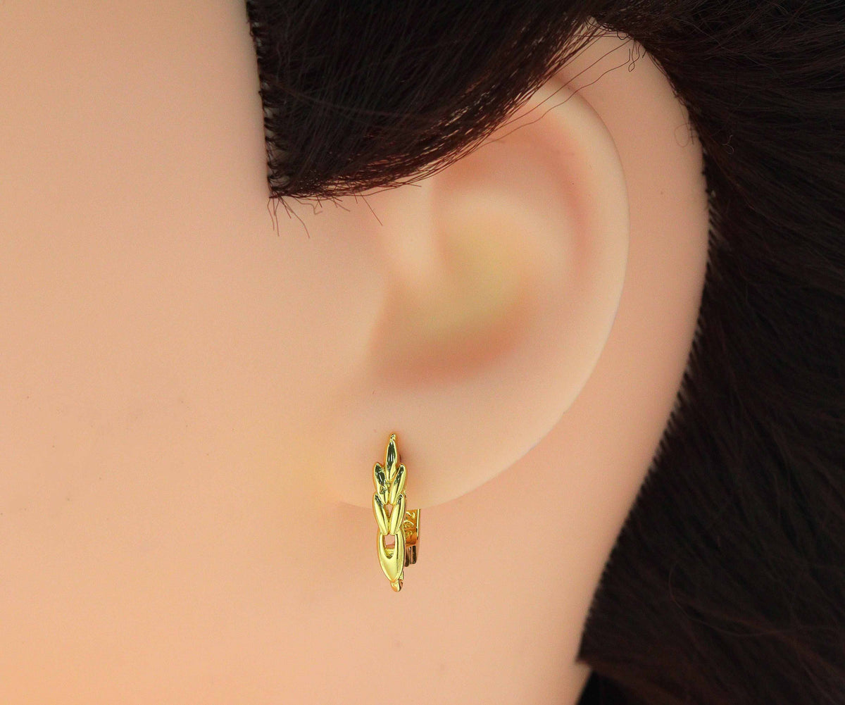 Gold Filled Flower Round Diamond Fan Shape Earrings, sku#JD36