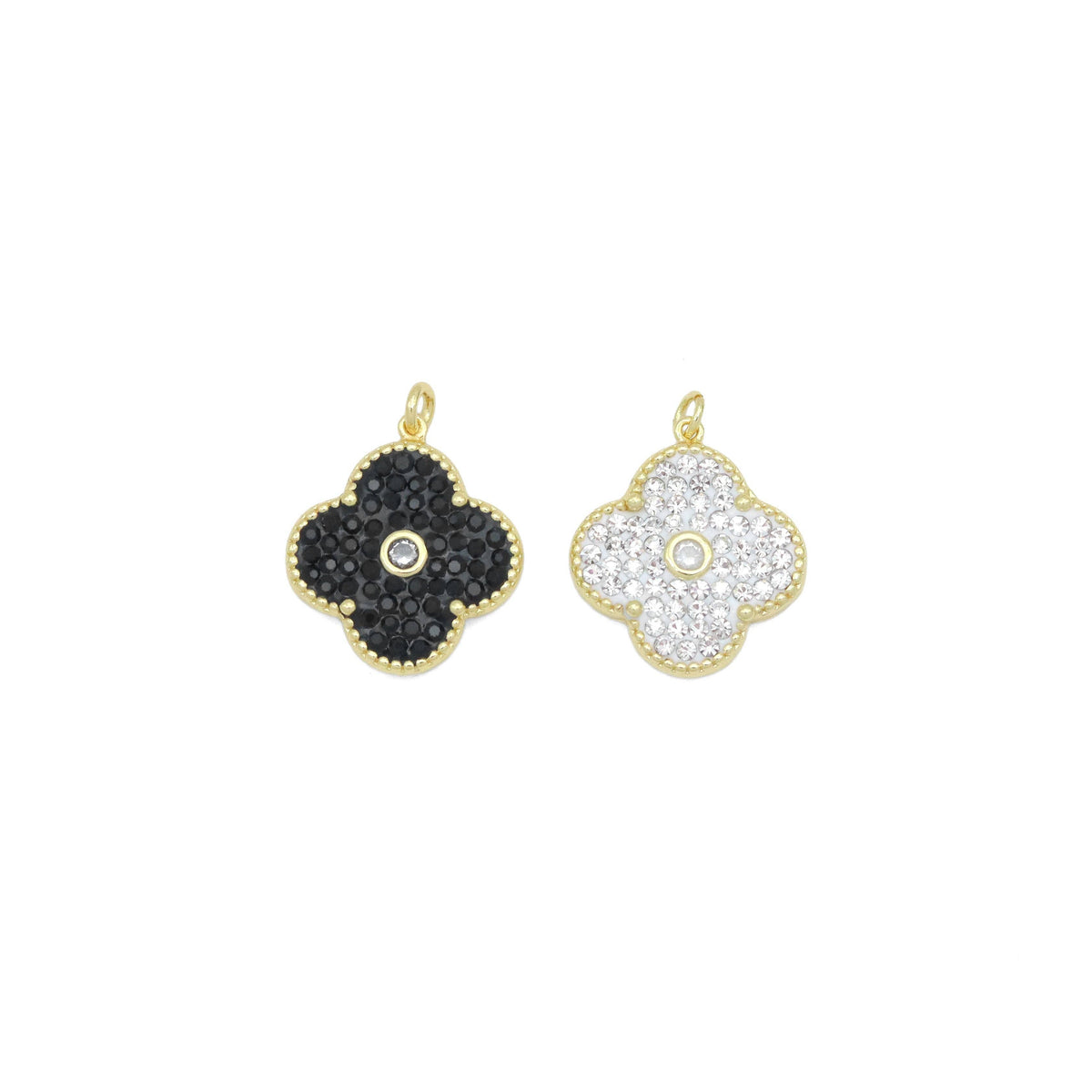 White Black Flower Charm Pendant, Sku#FH234