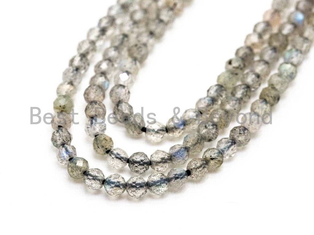 High Quality Natural Gray Labradorite Round Faceted beads, SKU#U72