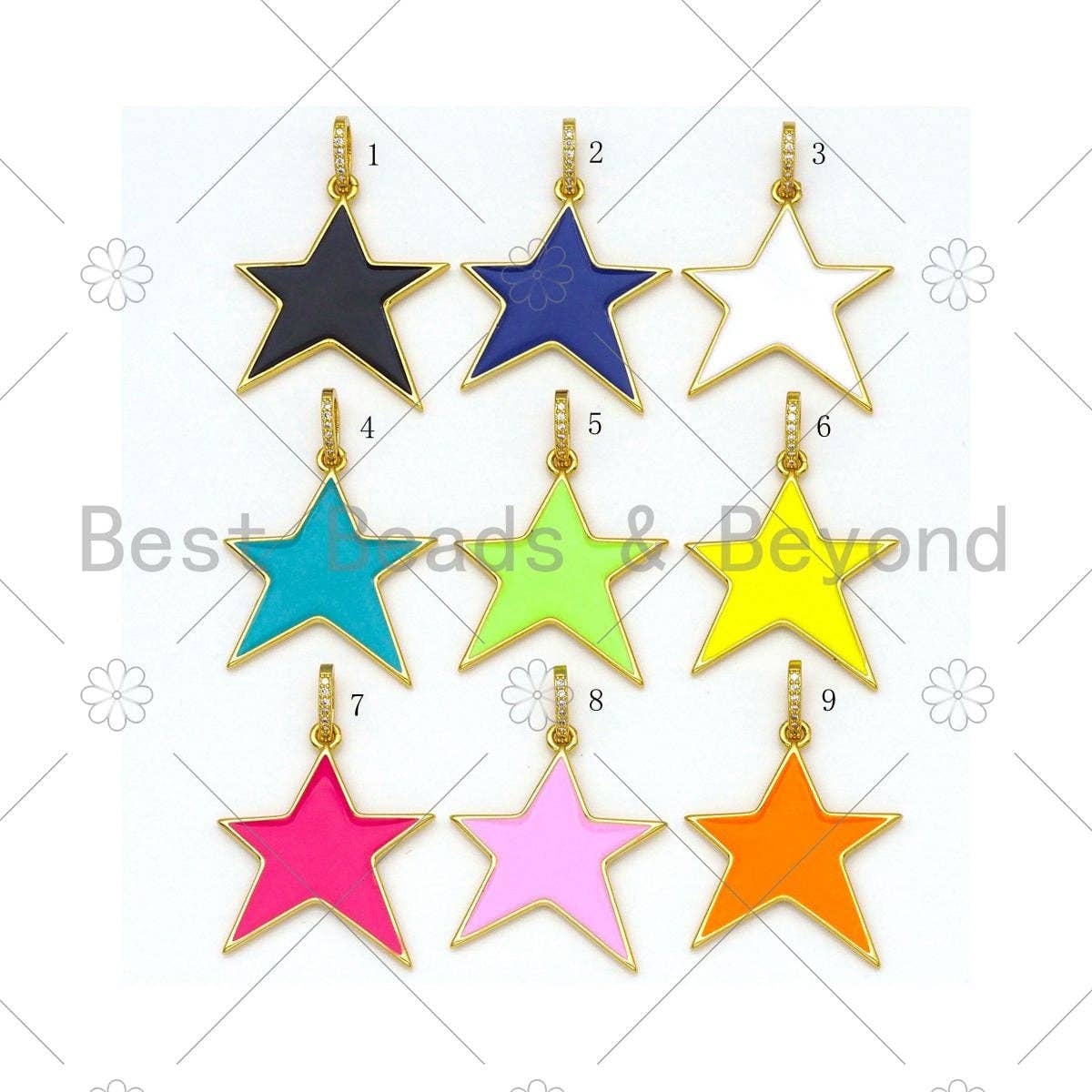 Colorful Enamel Five Point Star Shape Pendant,Sku#ML49c