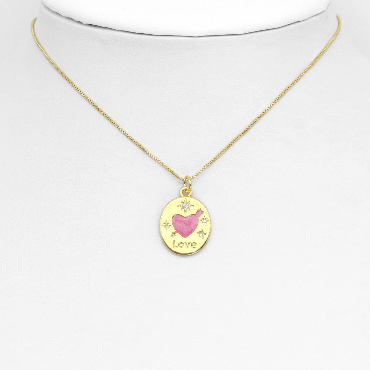 CZ  Pink Heart Love Oval Charm, Sku#LX508