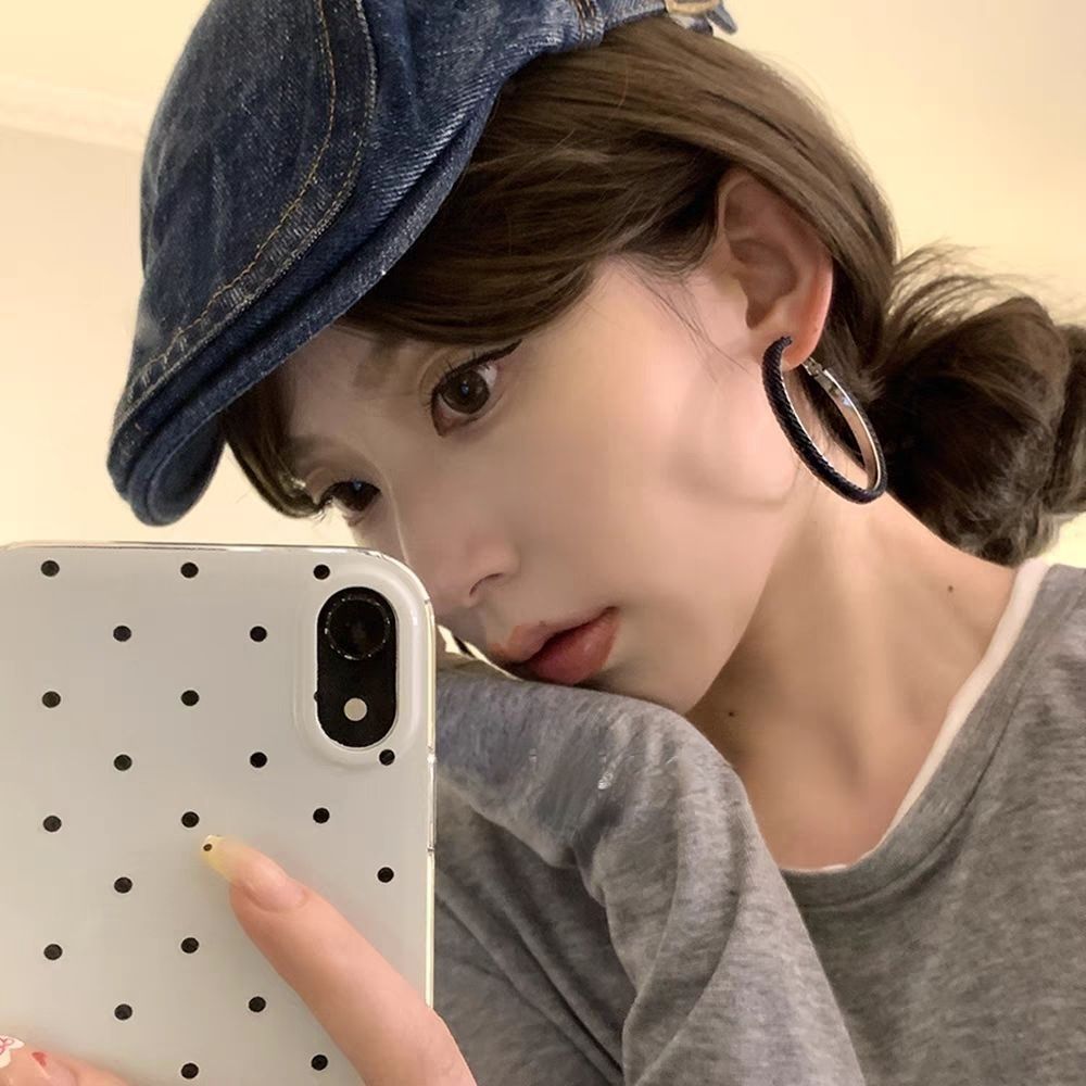 2026 Denim Hoop Earrings, European Style Bold Stage Jewelry