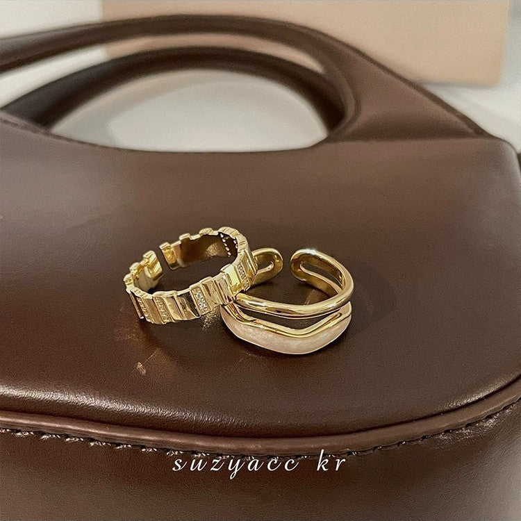 Women's Niche Design Gold Enamel Zircon Ring, INS Style, Vintage Fashion, Unique Versatile High-End Finger Ring
